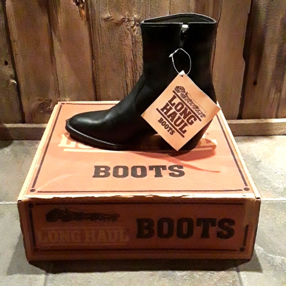 Long Haul boots black leather with zipper side